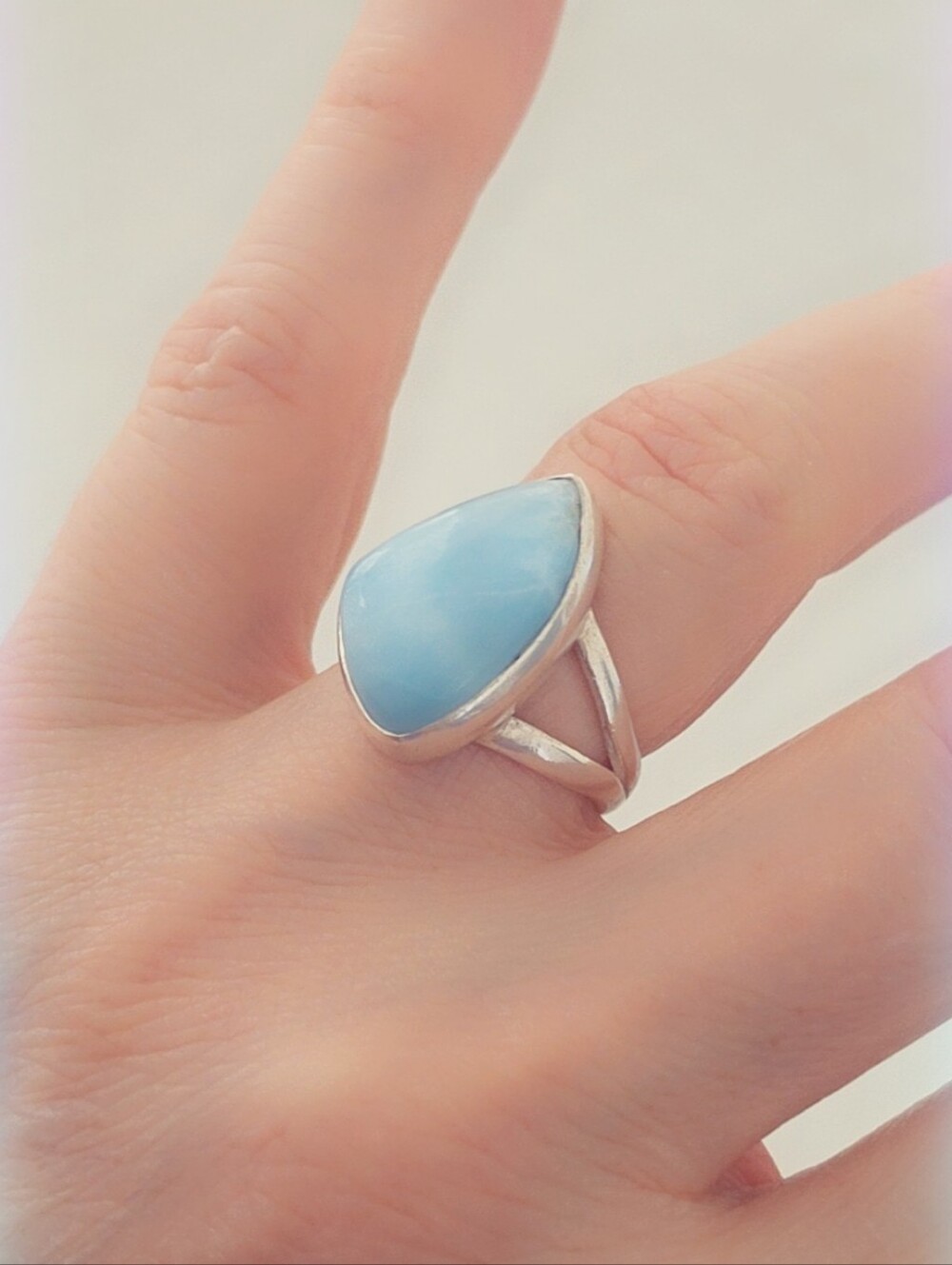 Estate Larimar Gemstone Ring Sterling Silver 925
